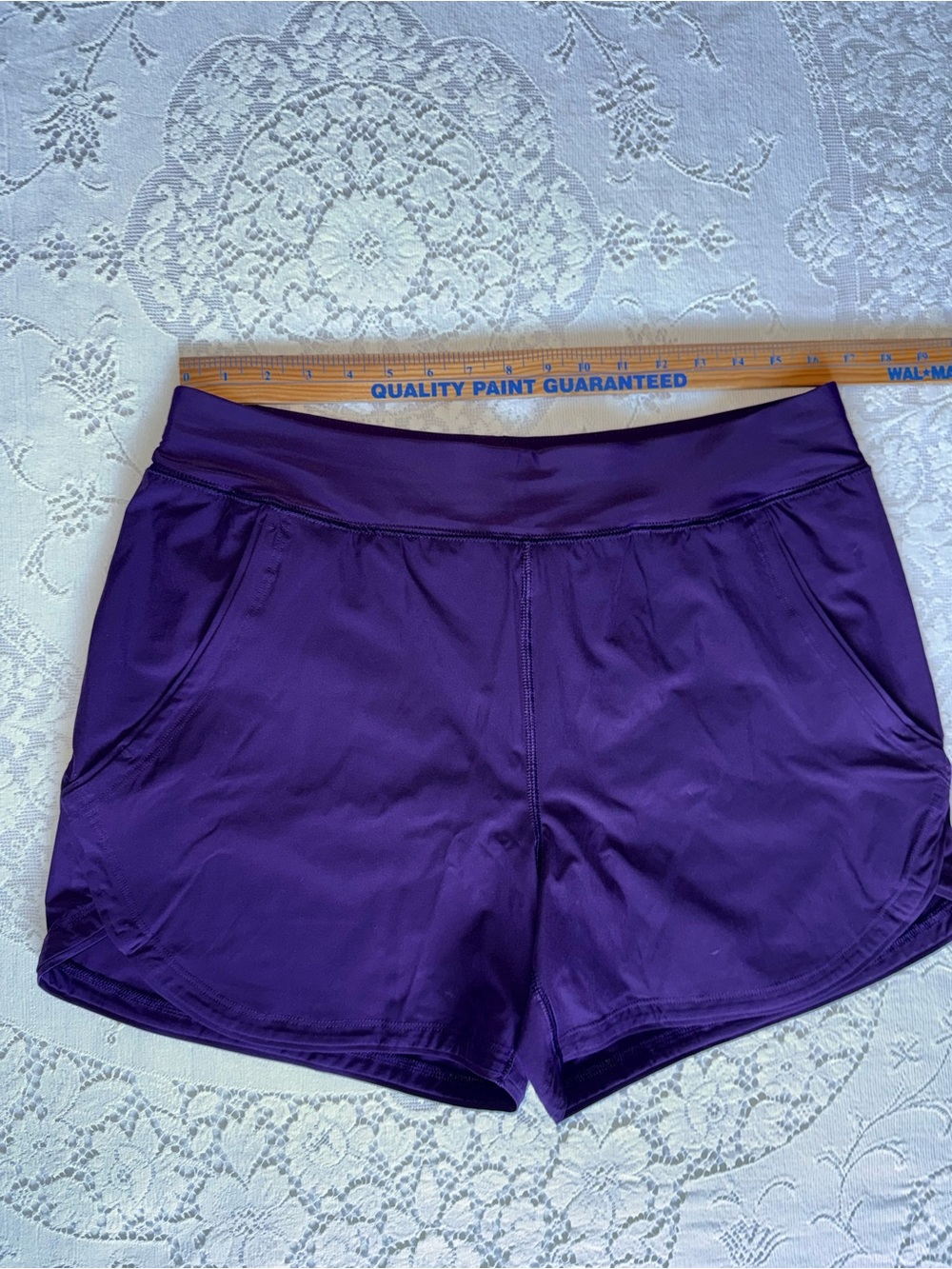 Lands'‎ End Purple Quick Dry Active Swim Athletic Shorts w/ Pockets Size 14 NWOT
